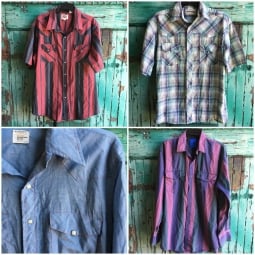 Mens cowboy pearl snap Western Shirts by the pound